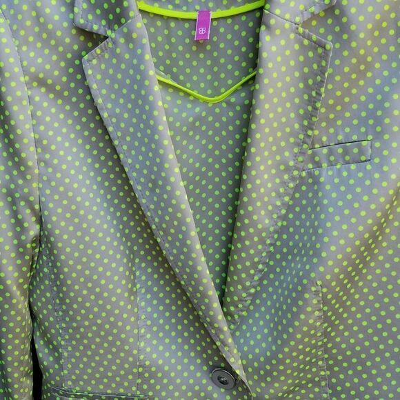 Luxury Euro Brand Basler Taupe/Neon Green Polka Dot Blazer and Shell w/Tie  44 - Picture 12 of 16